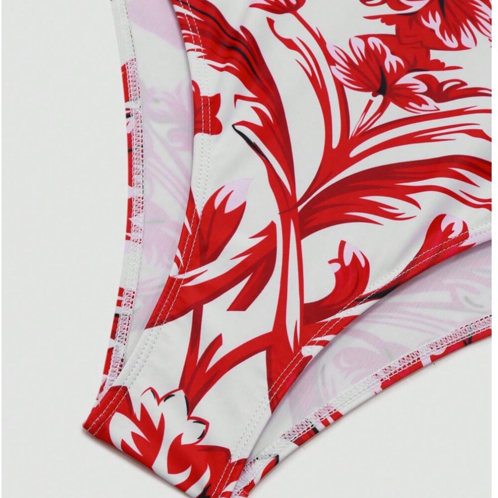 Swimsuit Set 16 (2XL) 2pcs Plus Size Women Red & White Print - Picture 2 of 2